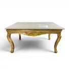 Mesa de Centro Dourado com Tampo em Mármore 53x98x61cm