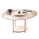 Mesa de Centro e Apoio Circular MDF e Tampo de Vidro Barcelona 36x70cm
