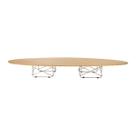 Mesa de Centro Eames Wire Eiptical - Base Cromada - Tampo Madeira Natural