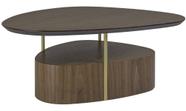 Mesa de Centro Elsinki Alta Tampo e Base Nogueira e Haste Dourada - 67730 Mesa de Centro Elsinki Alta Tampo e Base Nogueira e Haste Dourada - 67730