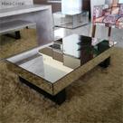 Mesa de centro espelhada retangular para sala de estar com pés preto