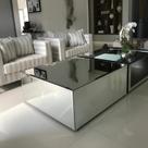 Mesa de Centro Espelho Bisote 100x100x30 cm Cristal Luxo