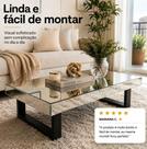 Mesa de centro espelho prata Quadrada com pés madeira