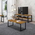 Mesa de Centro Estilo Industrial 35cm X 85cm Innovare Marrom Preto/Nature Mesa de Centro Estilo Industrial 35cm X 85cm Innovare Marrom Preto/Nature