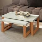 Mesa de Centro Industrial Kit 2 Peças 100% Mdf Off White/Freijó F40 - Pradel