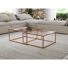 Mesa de Centro Industrial Moderna Atemporal Duo Catarina Cobre e Tampo de Vidro