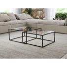 Mesa de Centro Industrial Moderna Atemporal Duo Catarina Preto e Tampo de Vidro Mesa de Centro Industrial Moderna Atemporal Duo Catarina Preto e Tampo de Vidro
