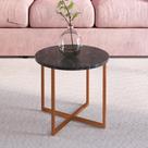Mesa de Centro Industrial Redonda 50cm - Marquina/Cobre Mesa de Centro Industrial Redonda 50cm - Marquina/Cobre