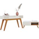 Mesa De Centro Jeri E Aparador Riveira Para Sala Off White Freijo CLB