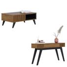 Mesa de Centro Jeri Noce Milano Preto Acetinado com Aparador para Sala Riviera Noce Milano Colibri