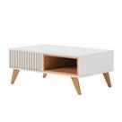 Mesa de Centro Jeri Sala com Pés de Madeira Maciça