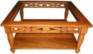 Mesa De Centro Leona Em Madeira De Demolição Para Tampo De Vidro - Cód 892