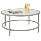 Mesa de Centro Mejor Opción con Tapa de Vidrio Redonda Moderna de 90 cm