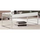 Mesa de Centro Metal Prateado Tampo Espelhado Alto Padrão