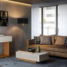 Mesa de Centro Milão Lukaliam Móveis Off White Perolizado e Jequitibá Moderna para Sala de Estar Mesa de Centro Milão Lukaliam Móveis Off White Perolizado e Jequitibá Moderna para Sala de Estar