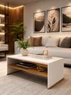 Mesa de Centro Moderna 80x40x40 em MDF Branco com Amadeirado