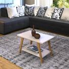 Mesa de Centro Mônaco Base de Madeira Tampo MDF 25mm Maciço Off White