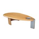 Mesa de Centro Orgânica 1,4m Madeira Nogal com Bandeja e Pé cor Champanhe Sheldon