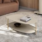 Mesa de Centro Orgânica 90cm Pés Metálicos Alison Off White L04 - D Rossi