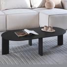 Mesa de Centro Orgânica Chanfrada Pé Madeira Complementos Preto