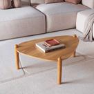Mesa de Centro Orgânica p/ Sala 84,4cm Pés em Madeira Maciça