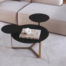 Mesa de Centro Orgânica Três Tampos Chanfrada 83cm Pé Metal Móvel na Caixa Mesa de Centro Orgânica Três Tampos Chanfrada 83cm Pé Metal Móvel na Caixa