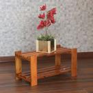 Mesa de Centro Organizadora Sala de Estar 60cm 2 Prateleiras Madeira Maciça Ripada Natural