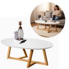 Mesa de Centro Oval 90cm MDF e Pinus Classica com Pés Taeda