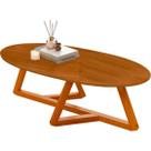 Mesa De Centro Oval Com Pés Em Madeira Maciça Sala Classic Nature