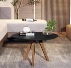 Mesa de Centro Para Sala de Estar Moderna Redonda Pés Em Madeira Dubai