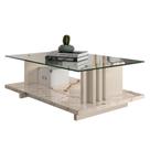 Mesa de Centro para Sala Frizz Tampo Vidro Calacata Off White Madetec