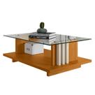 Mesa de Centro para Sala Frizz Tampo Vidro Cinamomo Off White Madetec Mesa de Centro para Sala Frizz Tampo Vidro Cinamomo Off White Madetec