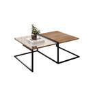 Mesa de Centro para Sala Madeira e Metal Estilo Industrial Aurora - ÉdeCasaMóveis