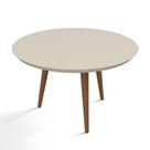 Mesa De Centro Para Sala Madeira Redonda Pés Palito Luna Patrimar Off White