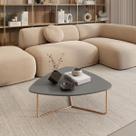 Mesa De Centro Para Sala Orgânica Capri Madeira MDF Metal Dourado