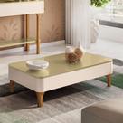 Mesa de Centro Para Sala Orgânica Pés Madeira Maciça Ceci B01 Off White Champanhe - Lyam Decor Mesa de Centro Para Sala Orgânica Pés Madeira Maciça Ceci B01 Off White Champanhe - Lyam Decor