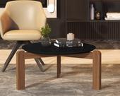 Mesa de Centro Para sala Redonda Pés em Madeira Áustria Preto