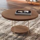 Mesa de Centro Para Sala Redonda Tampo MDF Pés Aço Allure B01 Castanho - Lyam Decor