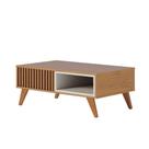 Mesa De Centro Para Sala Retangular 1 Nicho Karin C04 - D'rossi Cor Freijó E Off White Matte