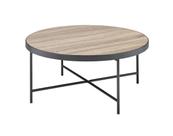 Mesa de Centro Redonda Acme Bage con Tapa de Madera y Base de Metal