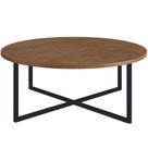 Mesa de Centro Redonda Artesano 70 cm (largura) em MDP Vermont Estrutura Metálica em Aço Preta