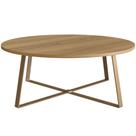Mesa de Centro Redonda Artesano 80 cm (largura) em MDP Hanover Estrutura Metálica em Aço Dourado
