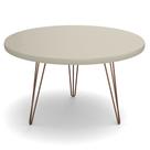 Mesa de Centro Redonda Base Aço Evolution Off White - Patrimar Móveis
