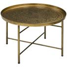 Mesa de Centro Redonda HOMCOM 61 cm con Tapa Martillada
