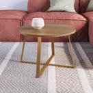 Mesa de Centro Redonda Industrial Complementos Marrom Hanover/Dourado