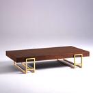 Mesa de Centro Retangular 130cm MDF 100% Pés Metal Premium Cor:Imbuia com Pés Dourado