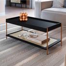 Mesa de Centro Retangular com Prateleira 93cm Pés em Metal Mesa de Centro Retangular com Prateleira 93cm Pés em Metal