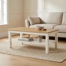 Mesa de Centro Retangular em Madeira Maciça Pinus Vanilla Amêndoa/Branco Yescasa