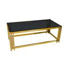 Mesa de Centro Retangular Metal Dourado Moderna Vidro Preto Mesa de Centro Retangular Metal Dourado Moderna Vidro Preto