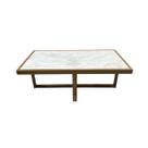Mesa de Centro Retangular Paris Industrial Dourado com MDF